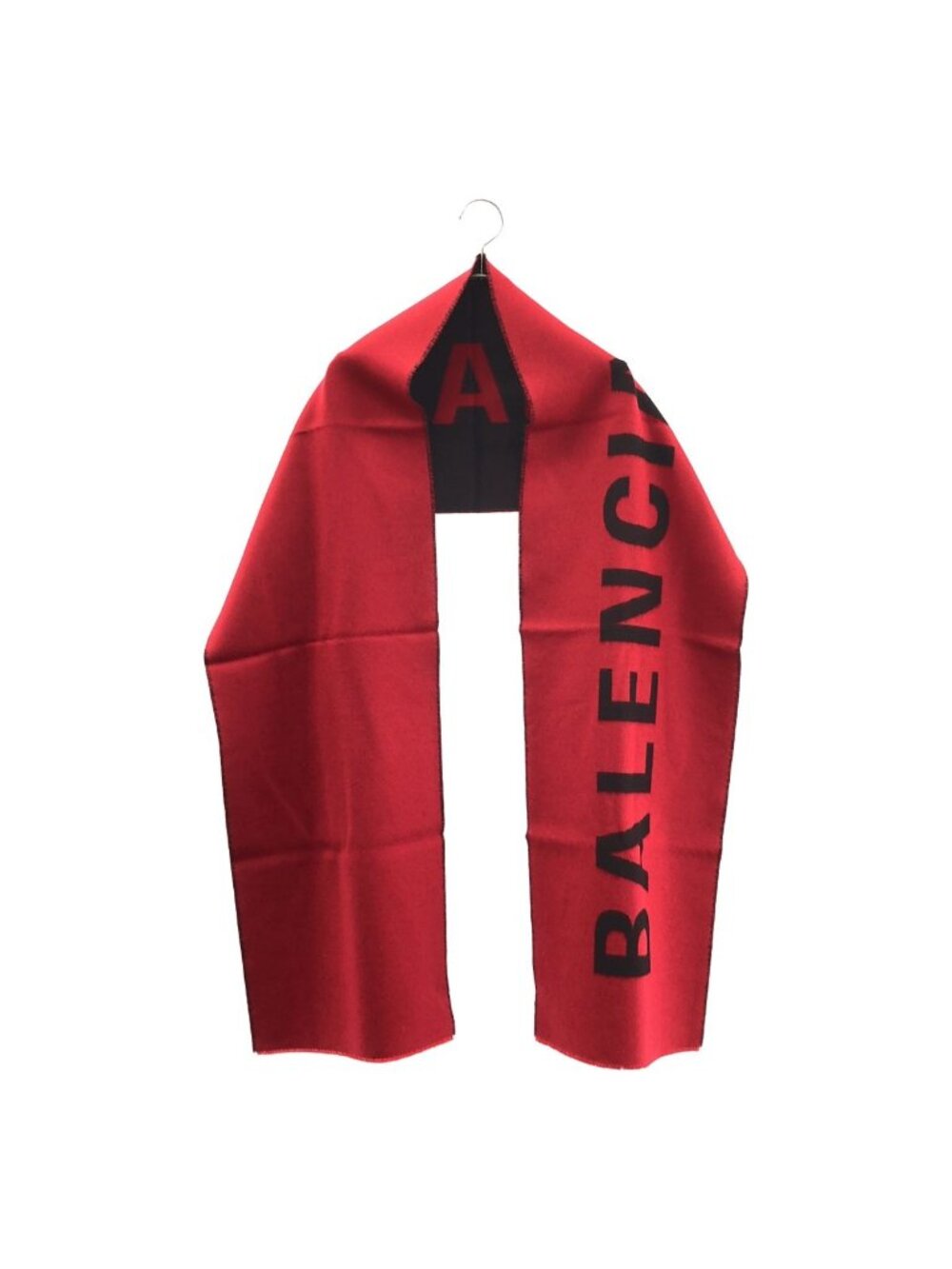 Balenciaga Wool Logo Large Shawl 30 205 cm Red Black Scarf